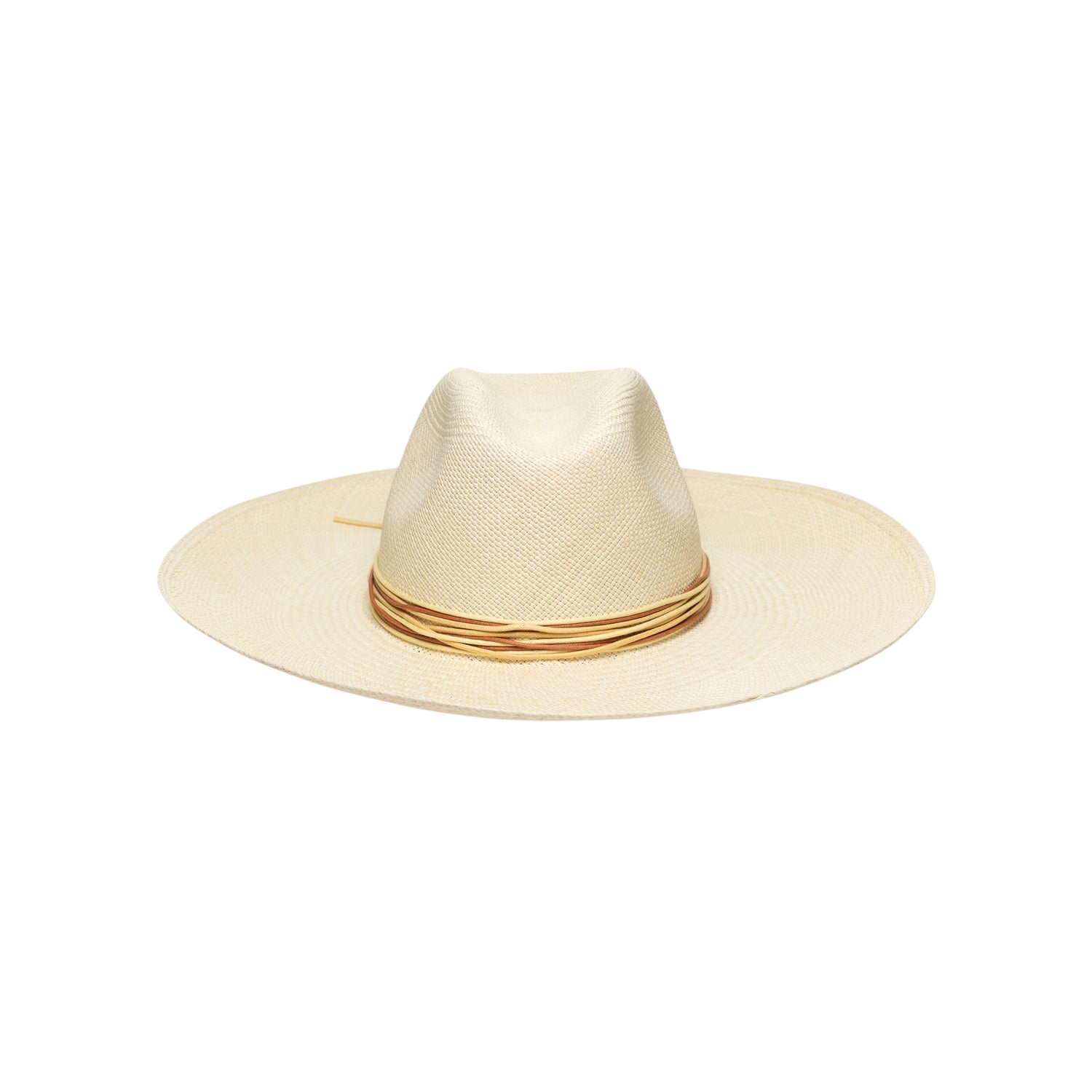 Beige Toquilla straw hat with brown band, a genuine Panama hat made from sustainable materials