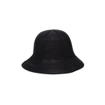 Black woven sun hat made from natural toquilla straw, perfect for stylish summer days