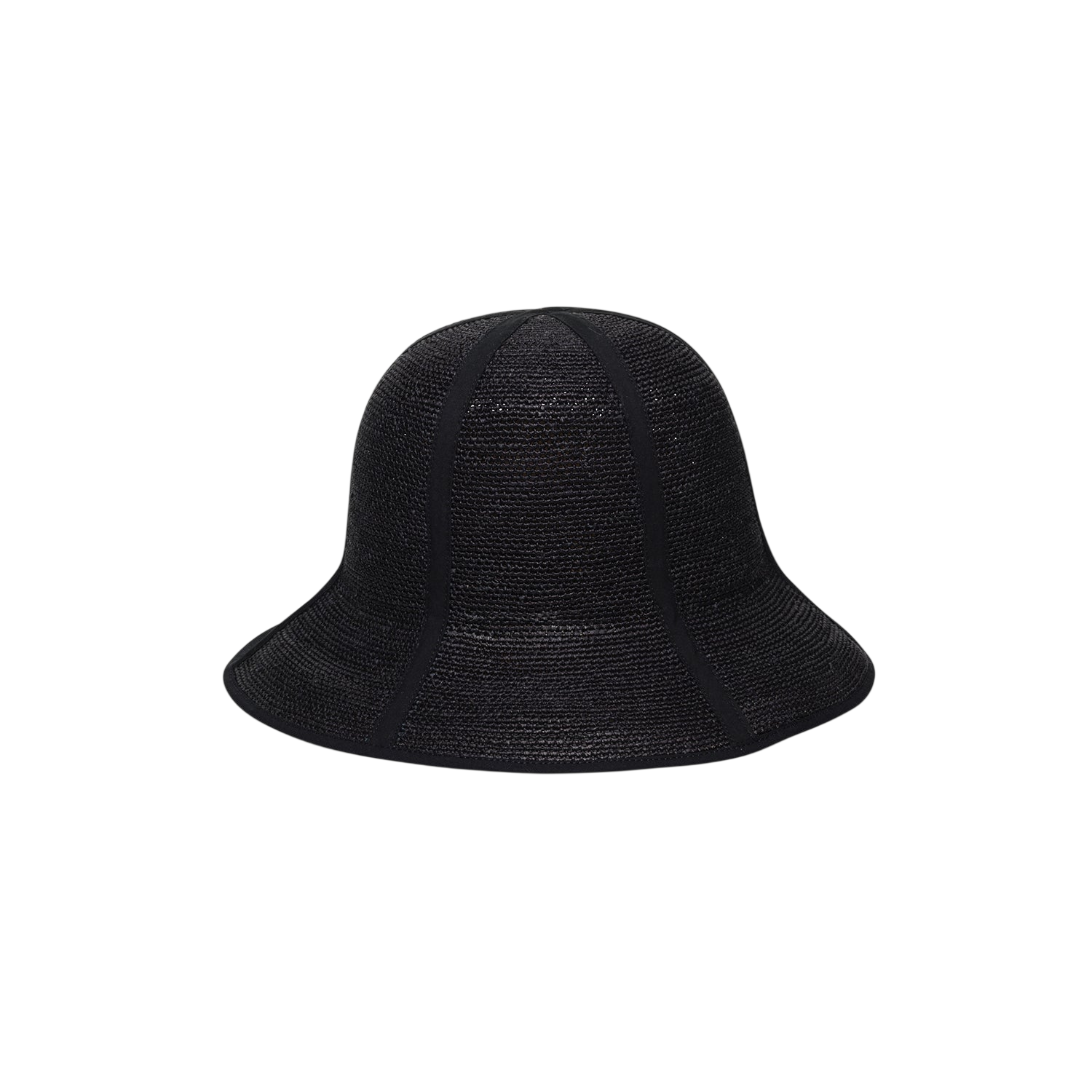 Black woven sun hat made from natural toquilla straw, perfect for stylish summer days