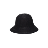 Black woven sun hat made from natural toquilla straw, perfect for stylish summer days