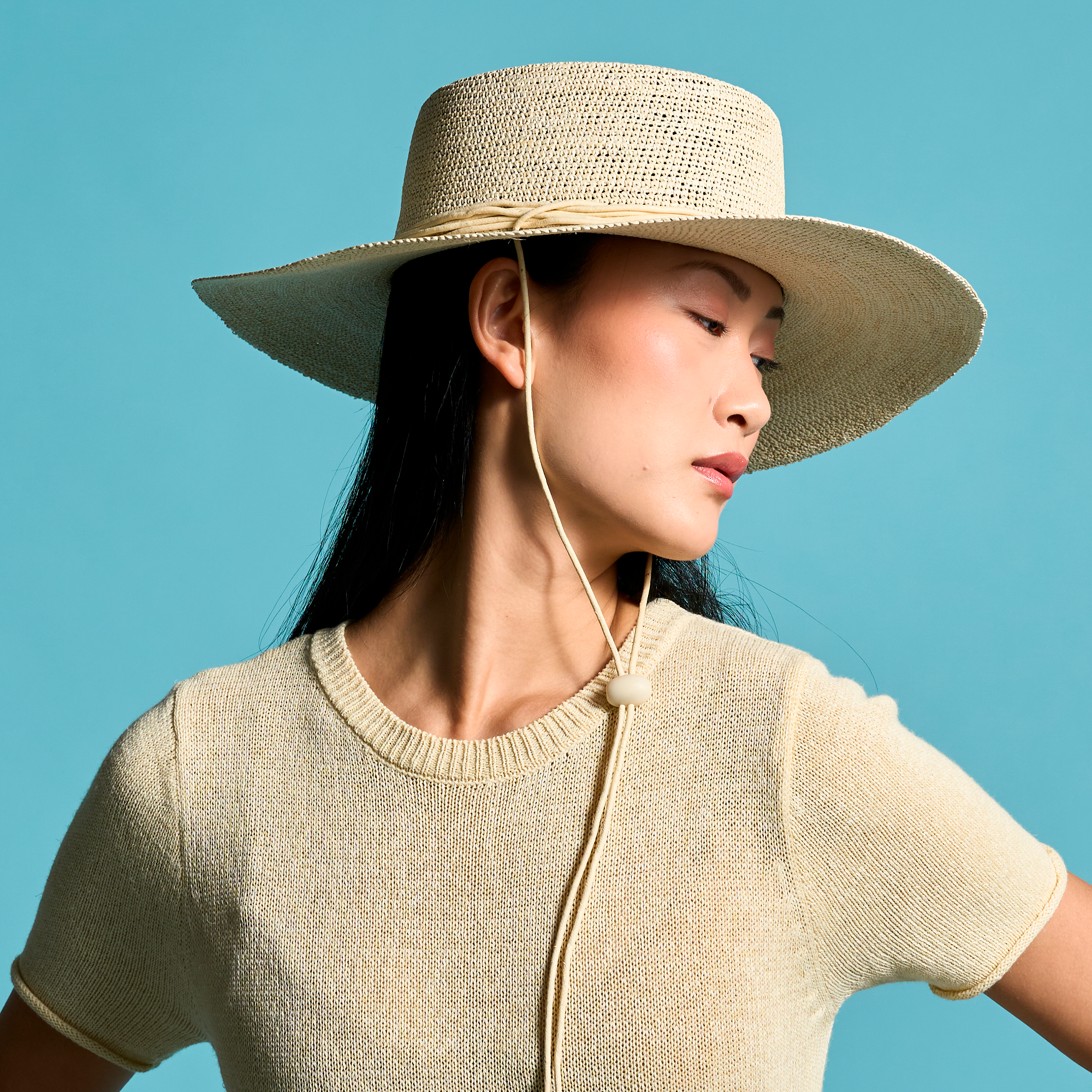 Vitoria - Packable Boater Wide Brim Cord Chin Strap Toquilla Straw Vitoria - Packable Boater Wide Brim Cord Chin Strap Toquilla Straw