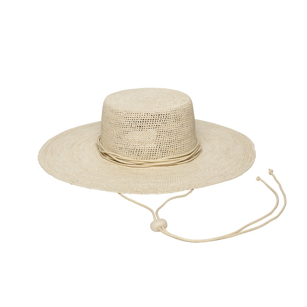 Vitoria - Packable Boater Wide Brim Cord Chin Strap Toquilla Straw