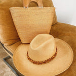Peoni Wide Brim Toquilla Straw Genuine Panama Hat with matching tote bag