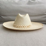 Beaded Peoni - Wide Brim hat made from natural toquilla straw for stylish sun protection