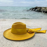 Hand dyed Yellow straw sunhat from Izu - Resort, a genuine Panama hat made of toquilla straw