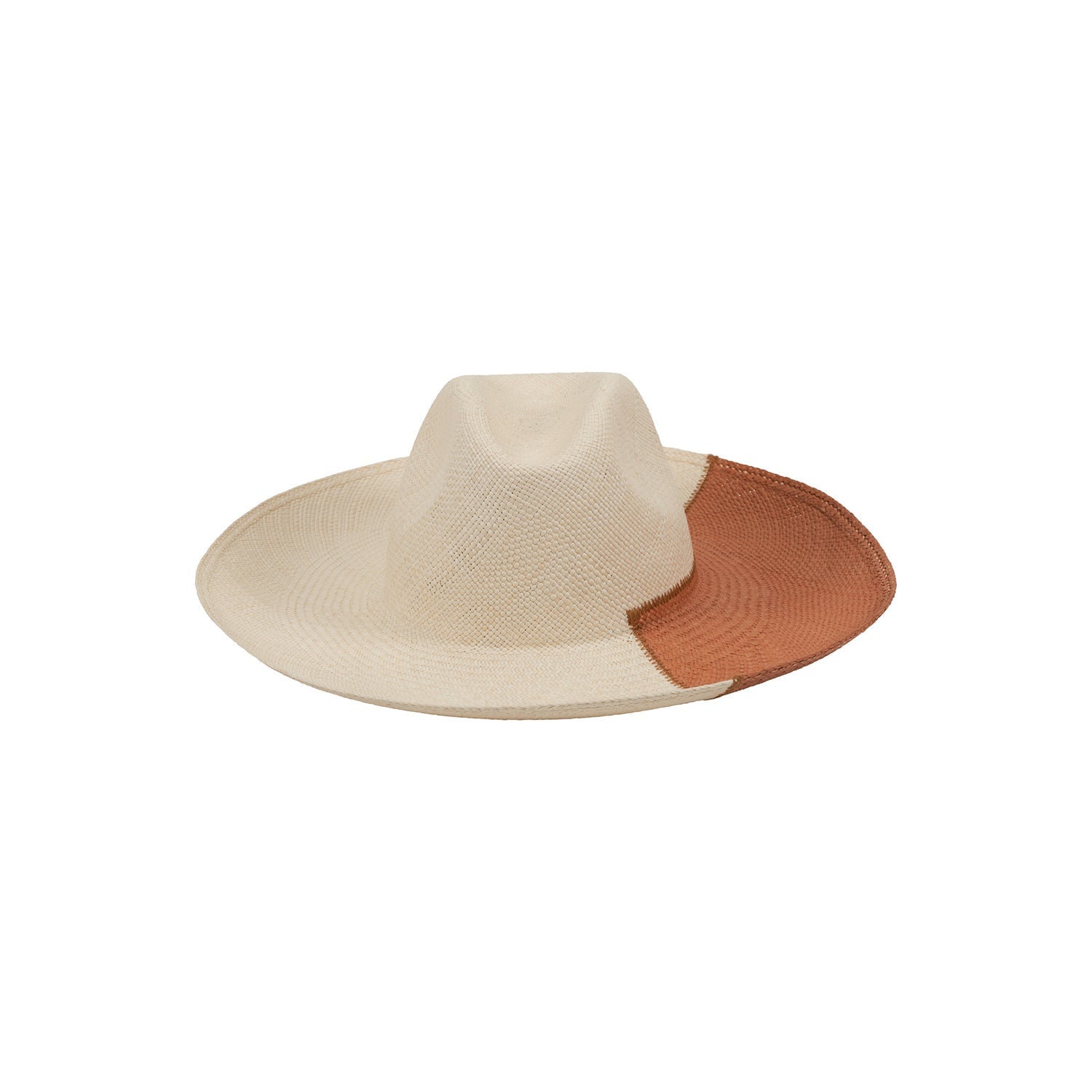 Two-tone straw fedora Cassis made from ethically handcrafted toquilla straw