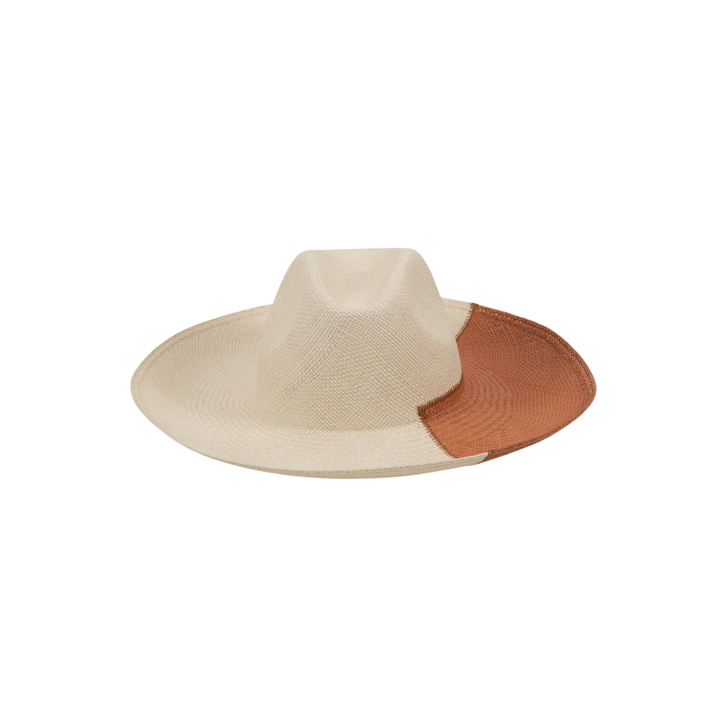 Two-tone straw fedora Cassis made from ethically handcrafted toquilla straw