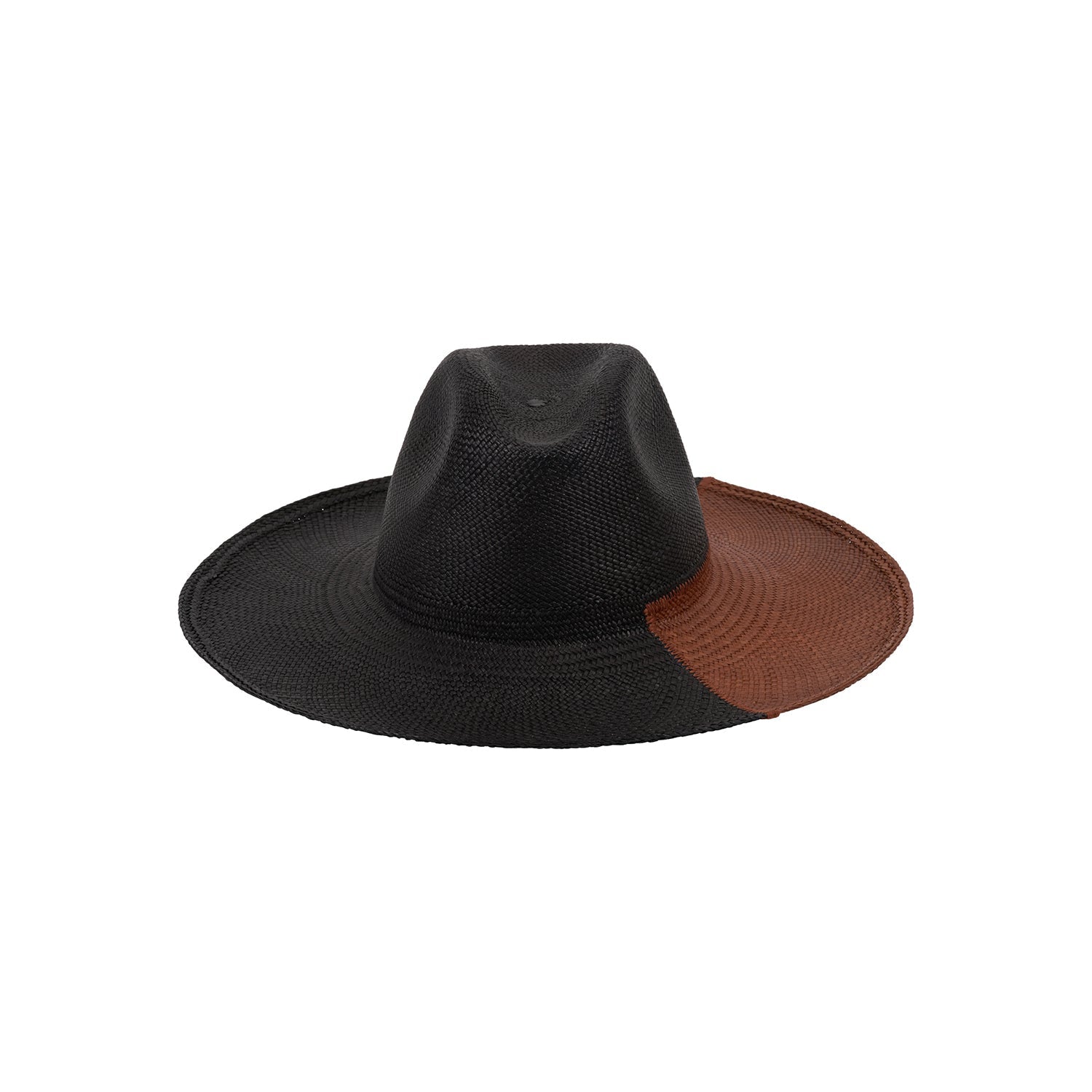 Two-tone straw fedora named Cassis, made from ethically handcrafted Toquilla straw