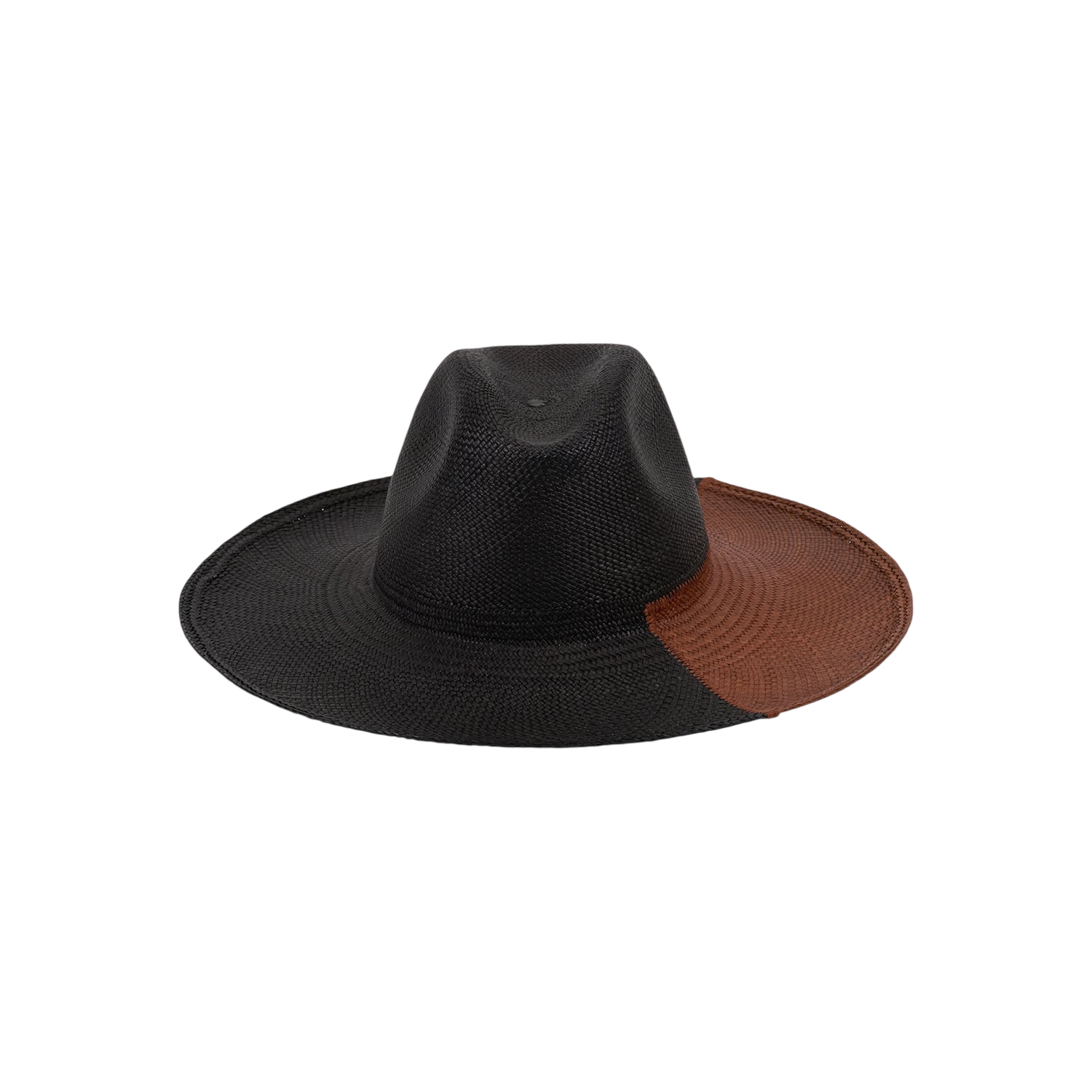 Two-tone straw fedora named Cassis, made from ethically handcrafted Toquilla straw