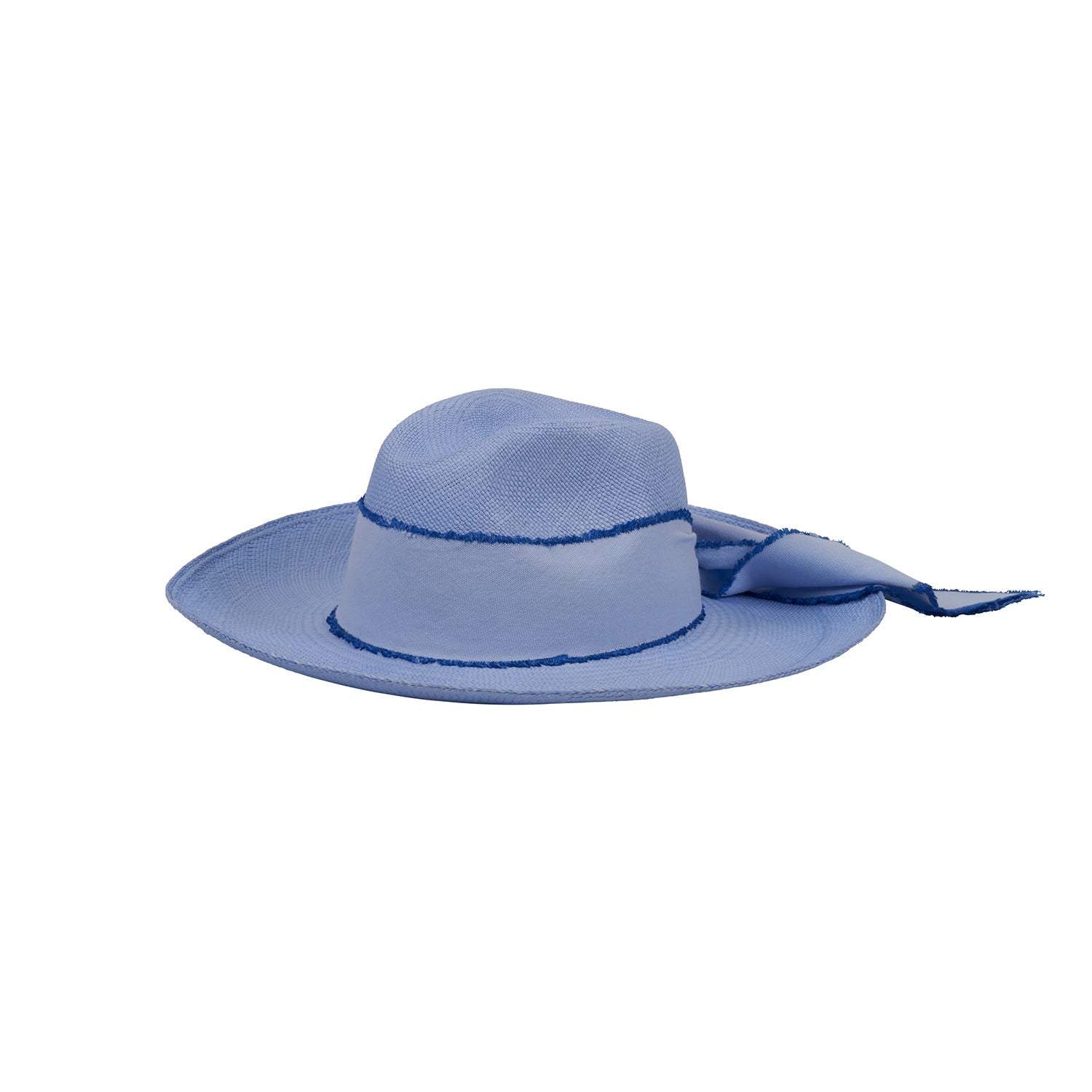 Blue sun hat with ribbon, a hand dyed genuine Panama hat from Izu - Resort