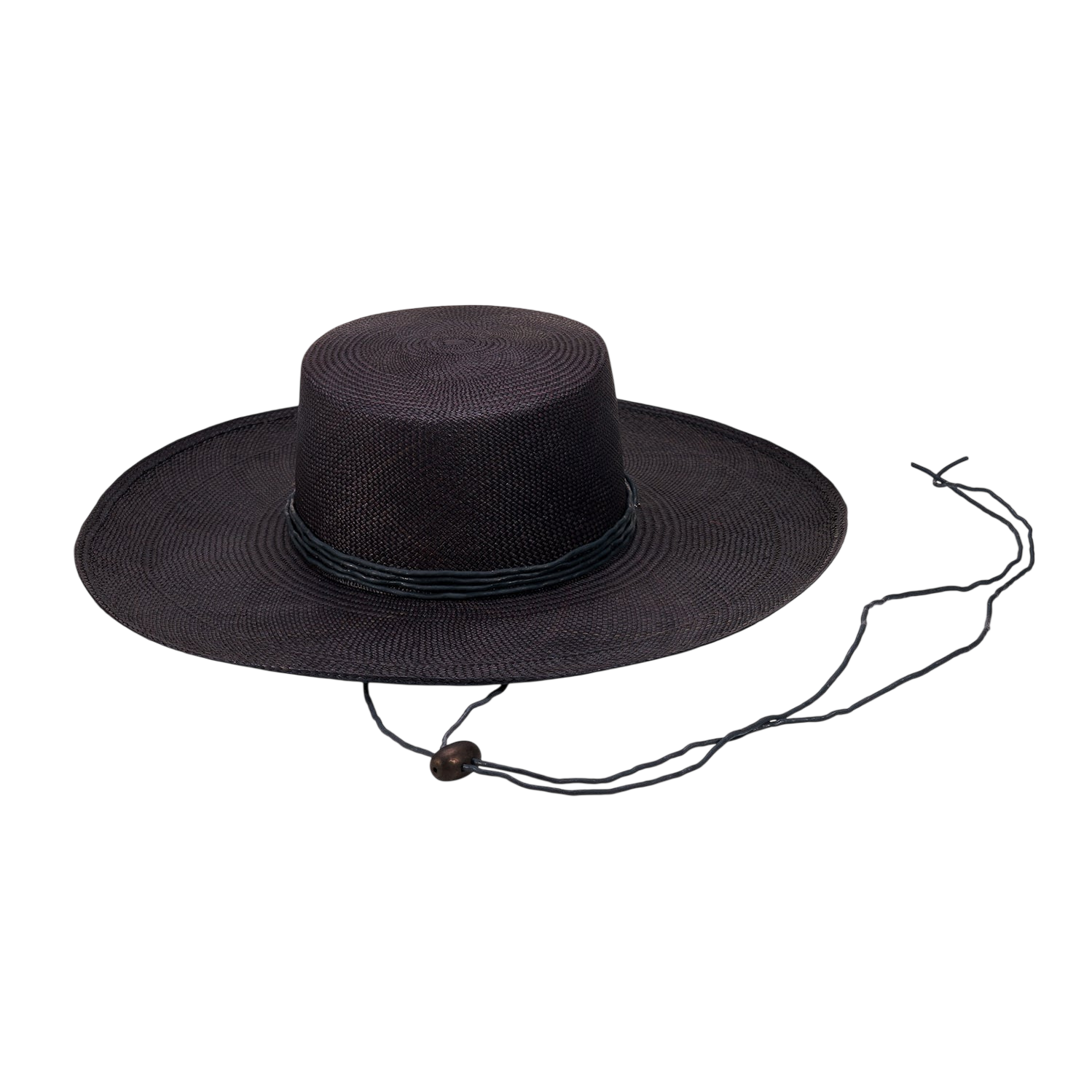 Black straw bolero hat named Jacaranda, a genuine Panama hat with a wide brim