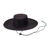 Black straw bolero hat named Jacaranda, a genuine Panama hat with a wide brim