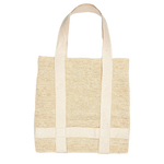 Woven Nativa tote bag with canvas straps made from natural toquilla straw