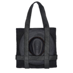 Black tote bag with hat made of natural toquilla straw by Nativa