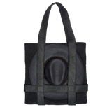 Black tote bag with hat made of natural toquilla straw by Nativa