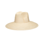 Wide-brimmed straw hat with ribbon, a genuine Panama hat made from toquilla straw