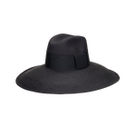 Black wide-brimmed Antibes genuine Panama hat made from sustainable toquilla straw materials