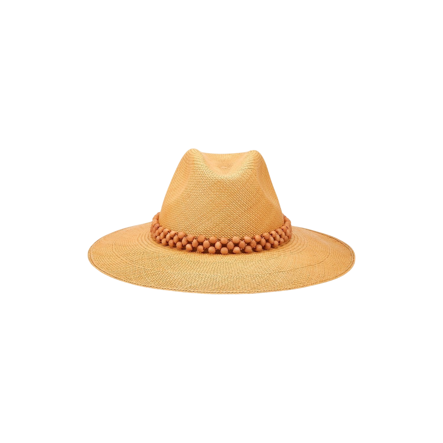 Peoni Wide Brim Genuine Panama Hat in Toquilla Straw with Beaded Band Detail