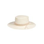Cream-colored straw boater hat Torino made from genuine Toquilla straw and sustainable materials