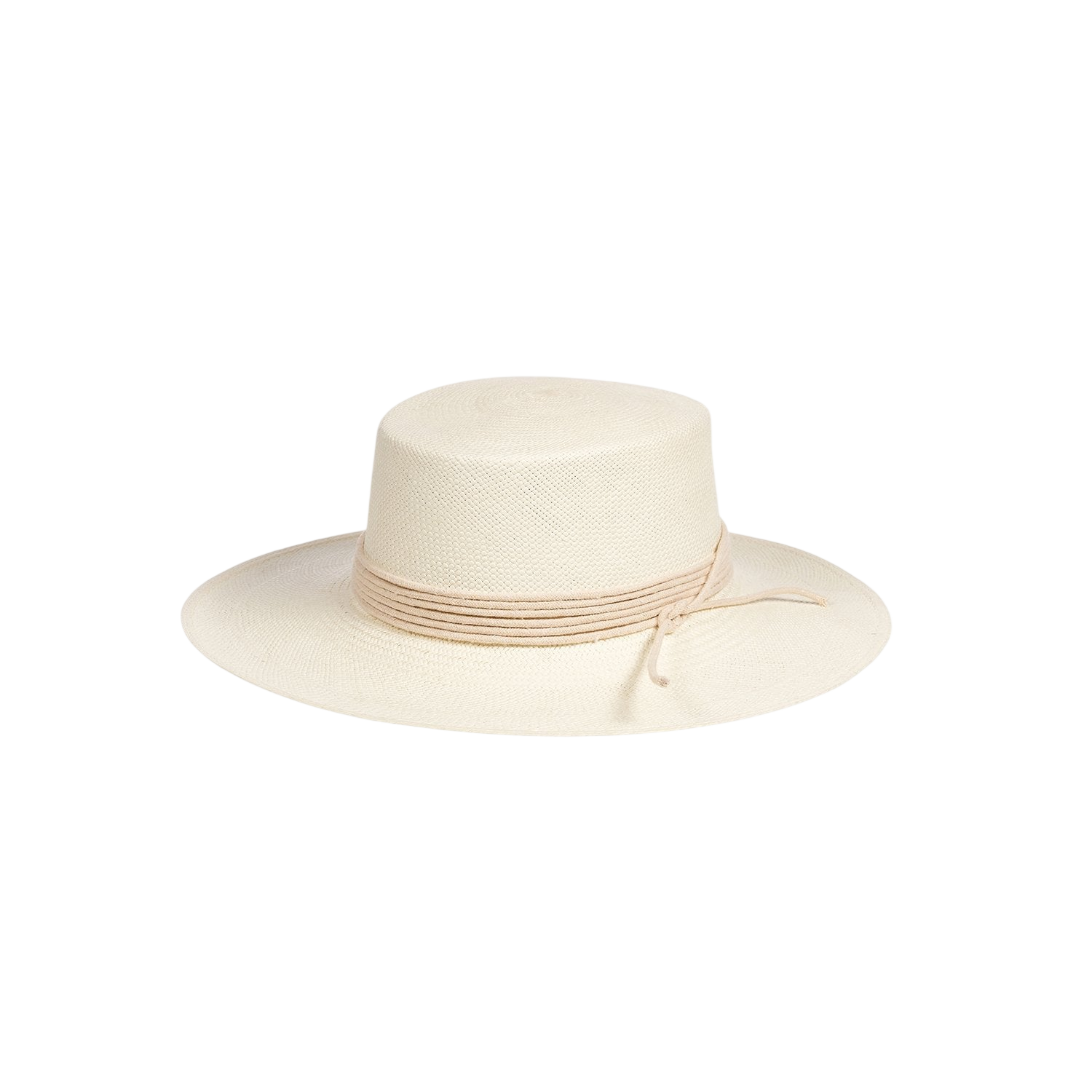 Cream-colored straw boater hat Torino made from genuine Toquilla straw and sustainable materials