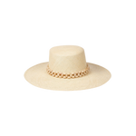 Beaded straw boater hat Tulipan made from Toquilla straw and Tagua nut accents