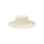 Cream-colored toquilla straw boater hat named Pinta, ethically handcrafted for style