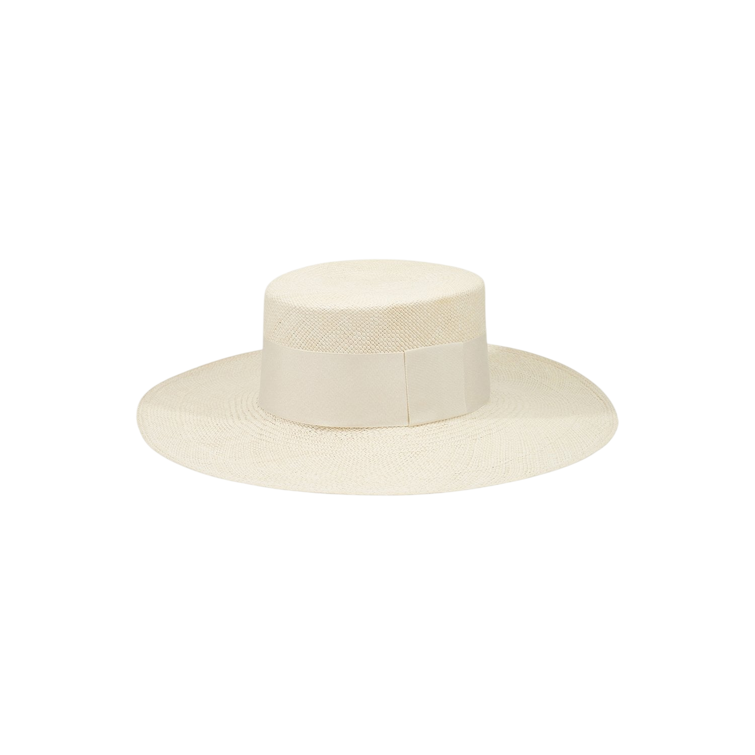 Cream-colored toquilla straw boater hat named Pinta, ethically handcrafted for style