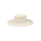 Cream-colored toquilla straw boater hat named Pinta, ethically handcrafted for style