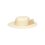 Straw boater hat with fringe, ethically handcrafted from toquilla straw as Caracara