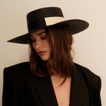 Stylish Kuntur Wide Brim black hat made from natural toquilla straw