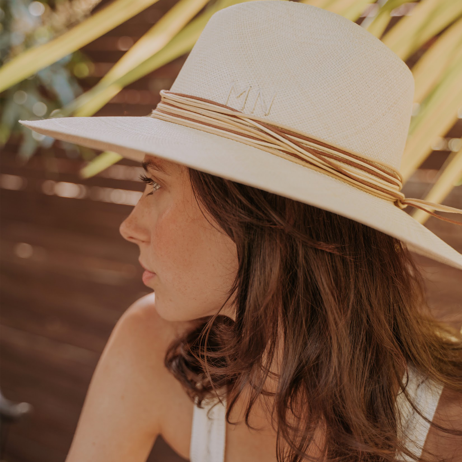 Stylish toquilla straw hat from Lagos with custom initials made from sustainable materials