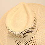 Beige Ravenna Wide Brim Hat made of toquilla straw with a perforated design