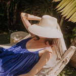 Wide-brimmed straw hat from Anna - Visor Hat collection made of toquilla straw