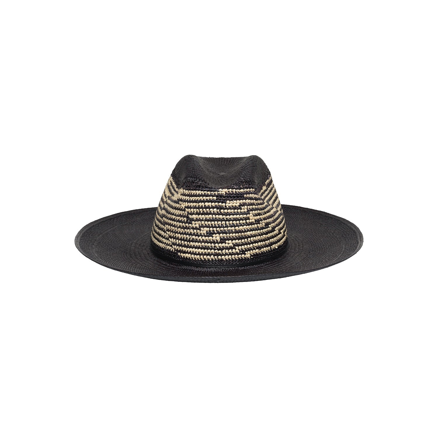 Black and beige woven fedora Milano made from toquilla straw, ethically handcrafted