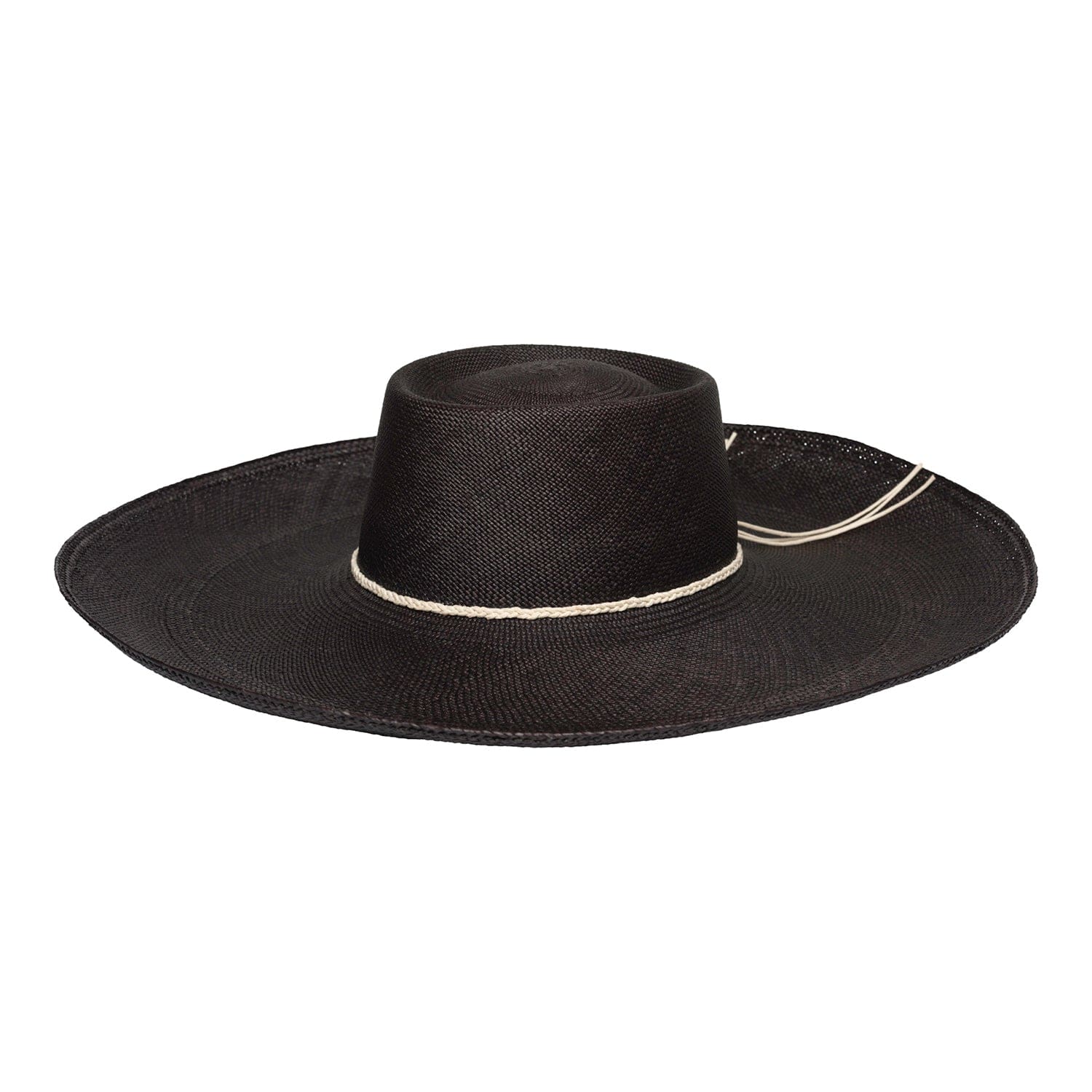 Black toquilla straw bolero hat Napoli with extra wide brim for stylish sun protection