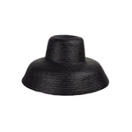 Black straw sun hat made from natural mocora straw, perfect for sunny days in Bali