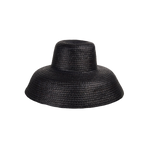 Black straw sun hat made from natural mocora straw, perfect for sunny days in Bali