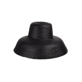 Black straw sun hat made from natural mocora straw, perfect for sunny days in Bali