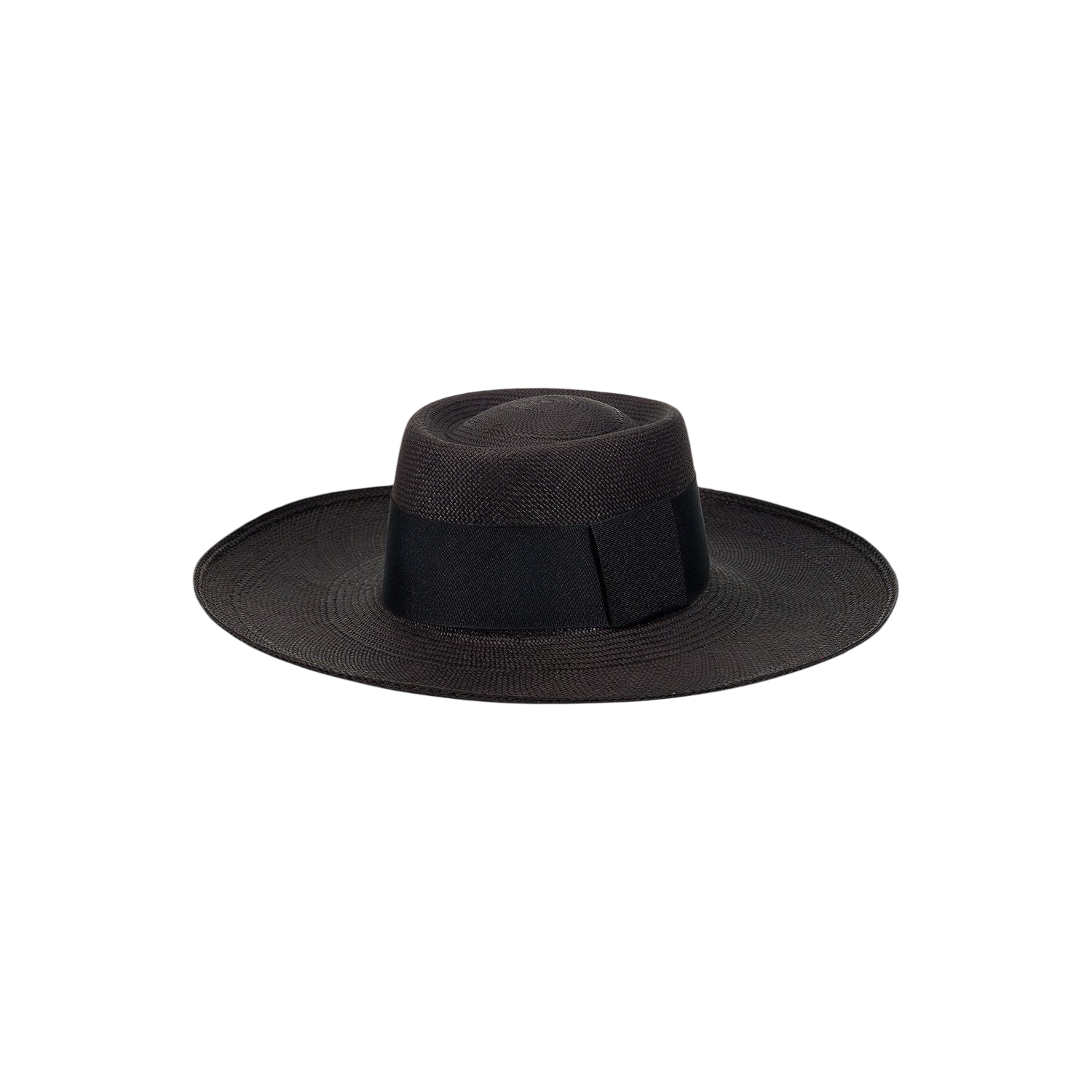 Dark brown Ibiza Wide Brim hat made from toquilla straw with a stylish black band