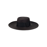 Dark brown Ibiza Wide Brim hat made from toquilla straw with a stylish black band