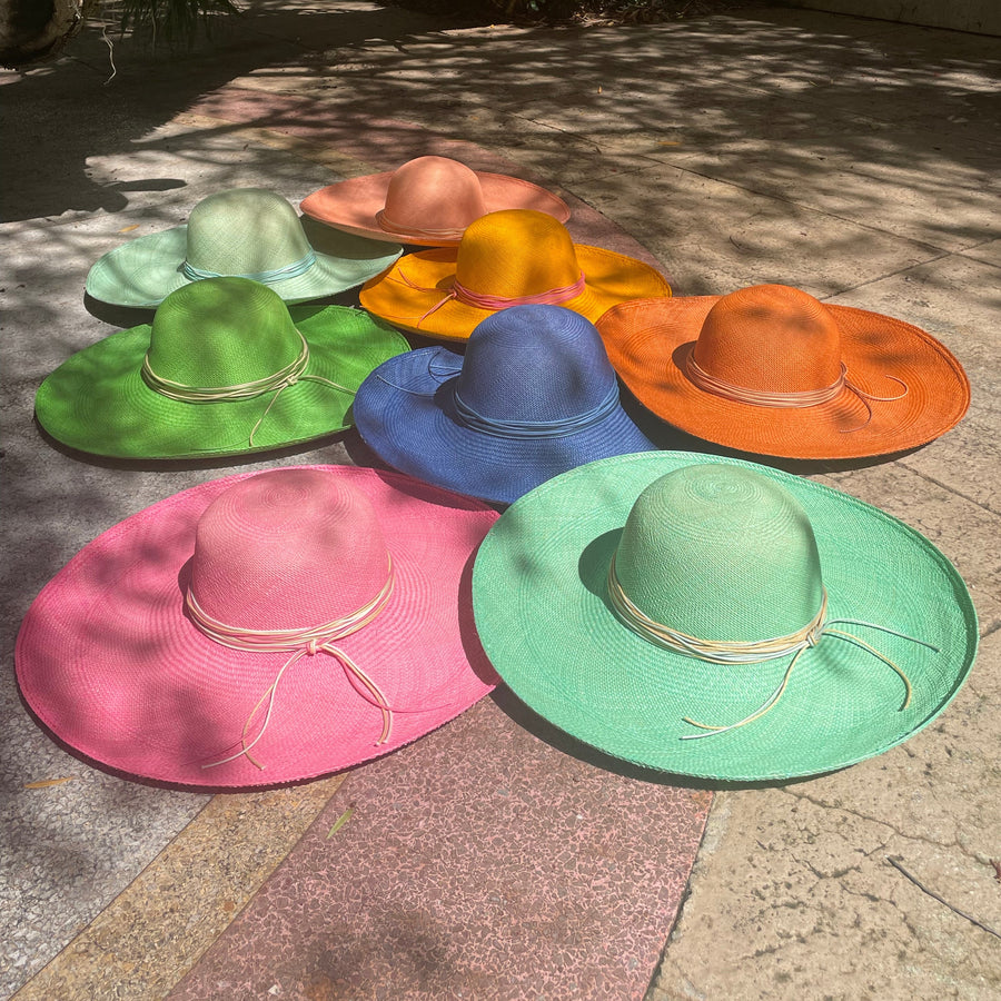 Positano - Wide Brim Straw Panama Hat | Artesano Pink Rose / L: 58 cm