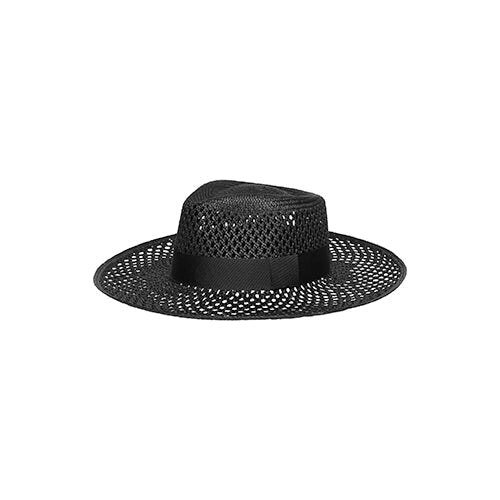 Black woven boater hat from Ravenna, a genuine Panama hat ethically handcrafted
