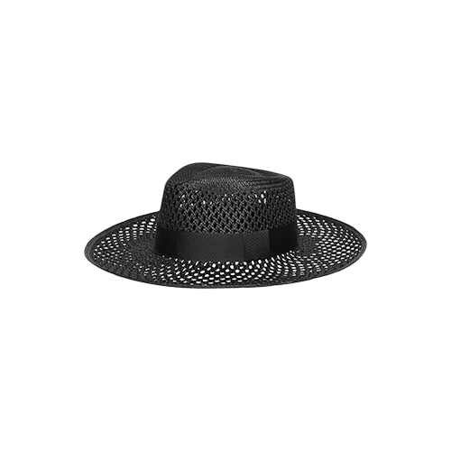 Black woven boater hat from Ravenna, a genuine Panama hat ethically handcrafted