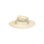 Beige toquilla straw hat with ribbon from the Ravenna collection, featuring sustainable materials