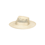 Beige toquilla straw hat with ribbon from the Ravenna collection, featuring sustainable materials