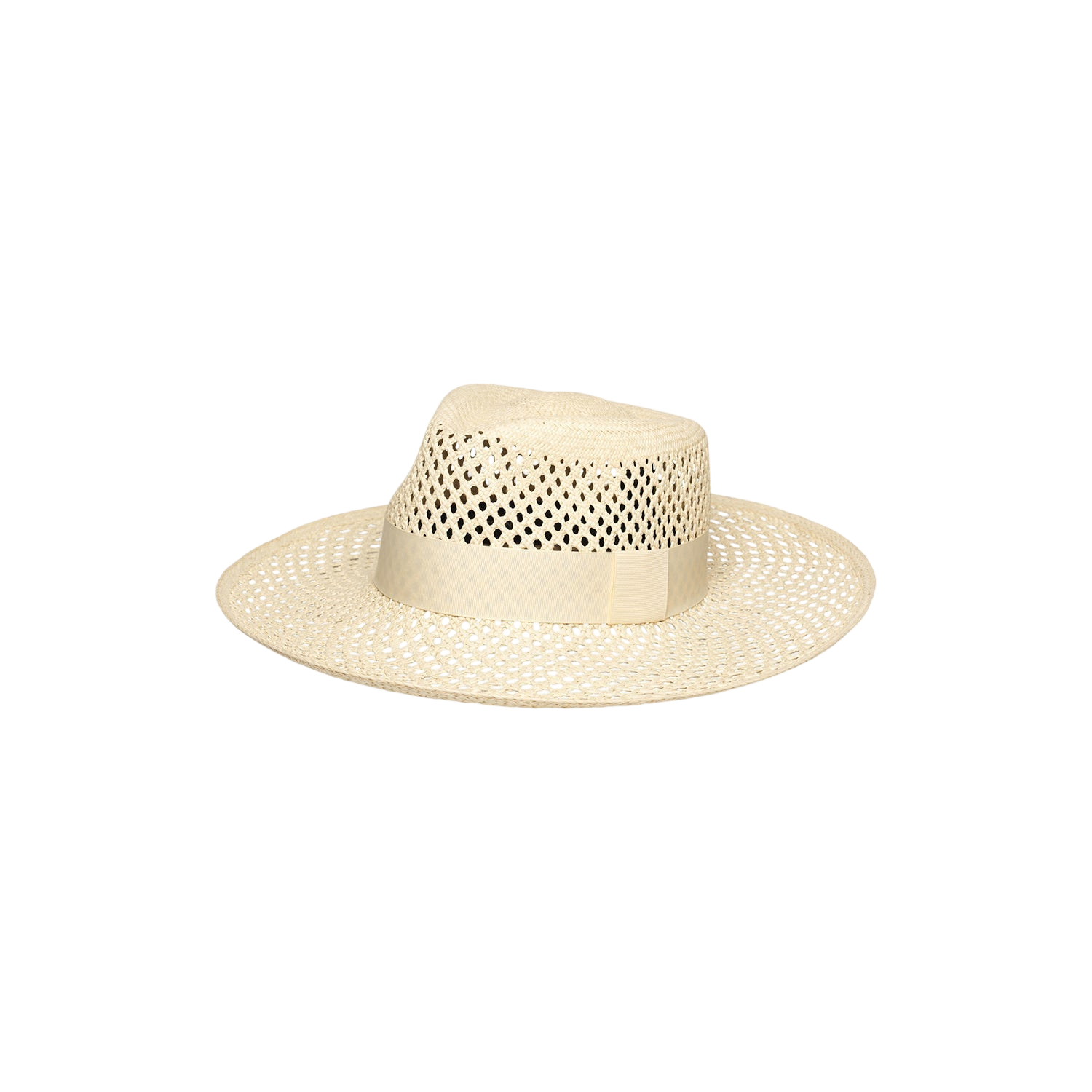 Beige toquilla straw hat with ribbon from the Ravenna collection, featuring sustainable materials