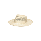 Beige toquilla straw hat with ribbon from the Ravenna collection, featuring sustainable materials