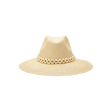 Beaded straw fedora made of natural toquilla straw in the Peoni - Wide Brim style