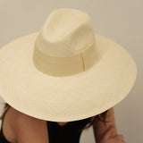 Wide-brimmed straw hat Antibes made of genuine toquilla straw for stylish sun protection