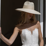 Wide-brimmed straw hat made from Toquilla straw, the genuine Panama hat Antibes style